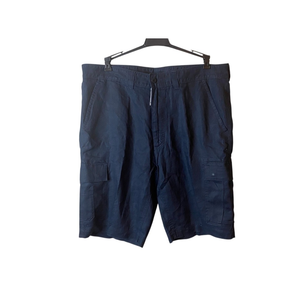 Hugo Boss Mens Cargo Shorts Size 38W 11" Navy Blue 100% Linen Outdoor
